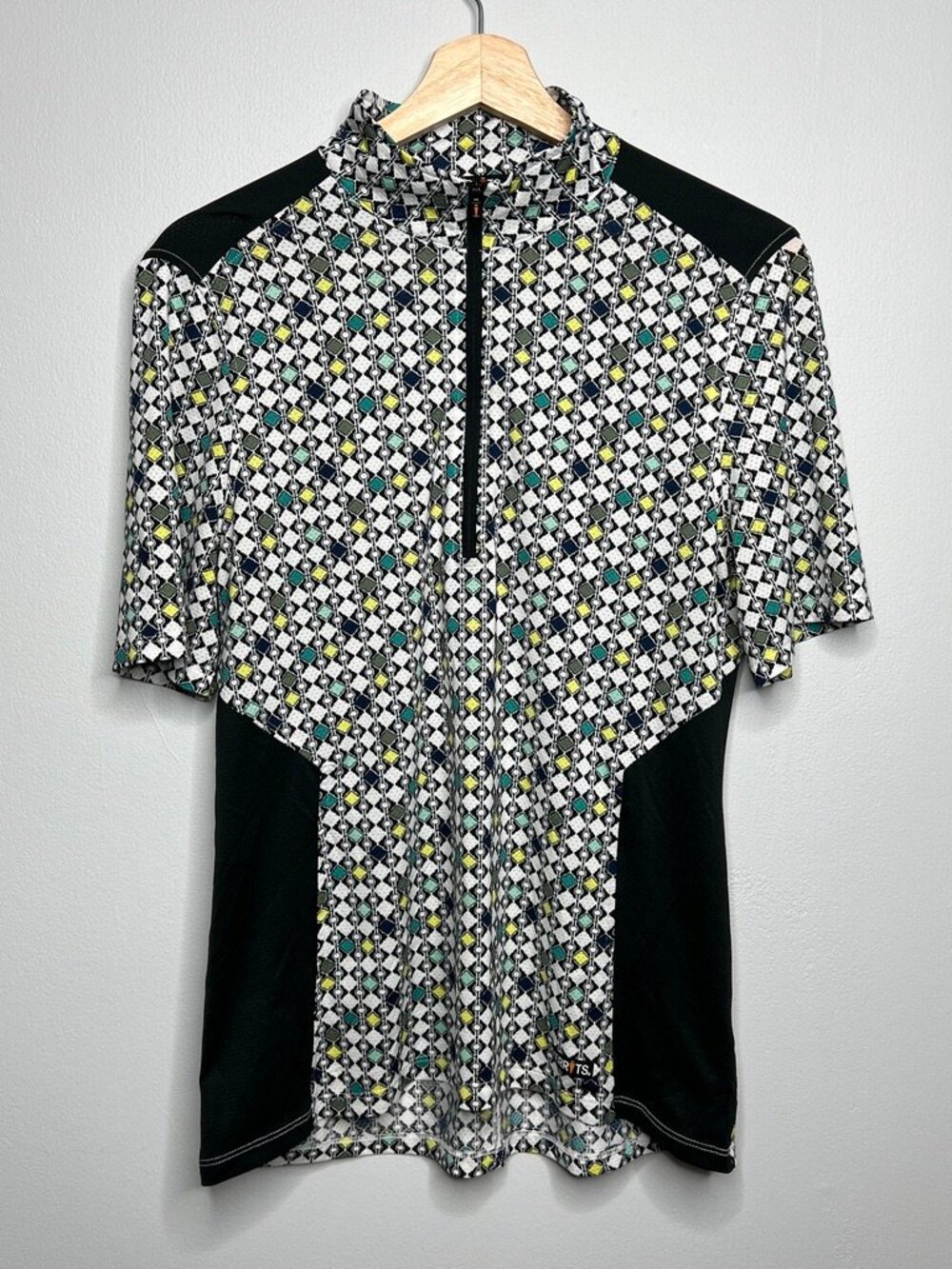 Kerrits Ice Fil Lite Riding Shirt Medium Geometric 1/4 Zip UPF 30 Cooling Top